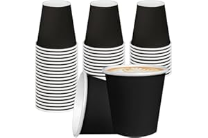 general merchandising 50 Bicchieri di Carta Colorati 250ML Food Grade Multicolore Biodegradabile/Bicchieri di Carta per Feste - Matrimoni - Compleanni / 6 Colori (NERO, 50)