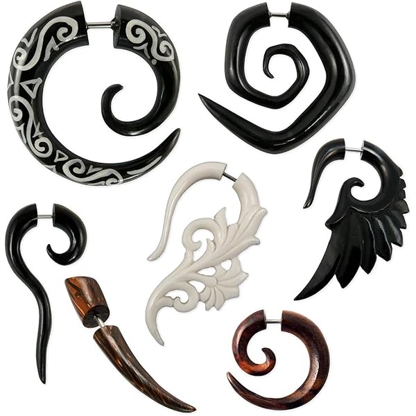 ISLAND PIERCINGS Fake Piercing Ohrringe - Büffelhorn Geschraubt 25mm