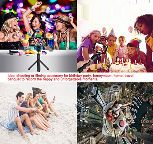 Zeadio 3-in-1 multifunzione mini integrato treppiede pieghevole, tascabile, selfie stick con telecomando bluetooth per selfie stick allungabile e rotazione di 360 gradi smartphone Holder