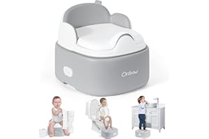 Orzbow Pot Bebe Toilette, 3 en 1 Reducteur Toilette Enfant avec Marches Pied Enfant, Rangeable Rehausseur Toilette Enfant, Nettoyage Facile, Lisse et Sans Bavure, Multifonctionnel, Gris