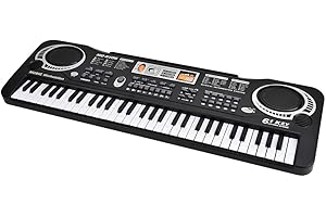 GREENSEN Teclado de 61 teclas Piano Principiantes Piano digital E Piano Teclado eléctrico para niños Piano digital portátil Instrumento musical con micrófono E Piano 54 x 17,5 x 5,5 cm