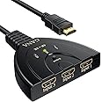 HDMI Switch 4K, GANA Gold Plated 3-Port HDMI Splitter | HDMI Switcher | Supports 4K/Full HD1080p/3D with High Speed Pigtail Cable