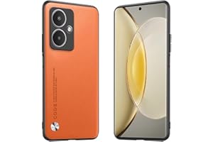 Longstong Funda para el Redmi 13C 5G / Redmi 13R 5G (6.74") Carcasa de Cuero Metálico de la Serie Code - Naranja