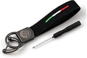 Porte-clés universel pour voiture Porte-clés emblème du drapeau italien avec tournevis pour Alfa Romeo, cuir et fourrure.