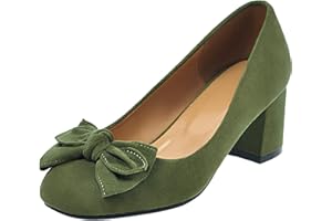 LROEY REOLY Scarpe da Ufficio Donna, Scarpe Tacco a Blocco Casuale Décolleté Tacco Medio Square Toe, Numero 32-45