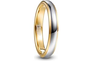 NUNCAD 4mm/6mm/8mm Wedding Rings His and Hers Simple Men's Rings Gold/Rose Gold Silver Tungsten Carbide Couple Ring for Men Women Dome Style Size N to X1/2