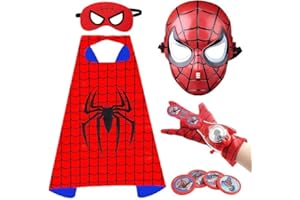 FISAPBXC S-uperheld Kinderkostüm Kinder, Cosplay Kostüm für Kinder Kostüm mit Maske Spielzeug Kostüm Maske Launcher Handschuh für Kindergeburtstag, Halloween, Karneva