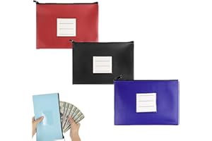 FIDGET PACK Banktasche, 3 Stück Geldtaschen Banktasche, 15 X 27cm Geldtasche, Elegante Bank Geldbörse Geldbeutel, Holder Wallet mit Zipper für Männer Frauen Schule Haushalt Geschäft (Schwarz/Schatz Blau/Rot)