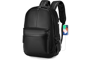SPAHER 15,6 Pouces Sac à Dos en Cuir pour Ordinateur Portable Unisexe Sac d'école Randonnée Voyage Affaires Bagages en Plein air collège Sac à Bandoulière Cadeau pour Hommes Femmes,