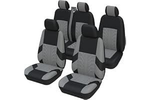 ‎TOYOUN TOYOUN Universal Auto Van Sitzbezüge Komplettes Set für 5-Sitzer, Vordersitzbezüge mit 1+2 Doppelsitzbezügen für Beifahrer-Rücksitzbezüge für Kombi Cars Crew Van Combi, Grau