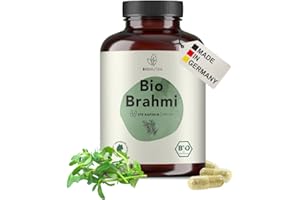 BIONUTRA® Gélules de Brahmi bio hautement dosées, 1200 mg/jour, contrôlées résidus, fabrication allemande, véganes, sans lactose, gluten ni additifs, Bacopa monnieri bio, 270 pièces x 600 mg