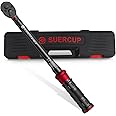 SUERCUP 1/2-inch Drive Torque Wrench - 10-150 ft.lb/13.6-203.5 Nm, Dual-Direction Adjustable 72 tooth Click Torque Wrench with Buckle for Bicycle, Moto and Car Maintenance