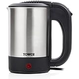 Tower T10026 Travel Kettle with Two Cups, Boil Dry Protection, Dual Voltage, Concealed Heating Element, Compact and Lightweig