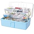 VYATIRANG Multi-Purpose Plastic Storage Tool Box Case Portable 3 Layer Compartment Multipurpose Medicine Organizer Family Emergency First Aid Kit Medicine Box (Blue)