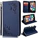 Produktbild SMART LEGEND Lederhülle für Nokia Lumia 630 Ledertasche Hülle PU Leder Flip Schutzhülle Retro Schmetterling Blumen Rose Muster im Bookstyle Folio Wallet Brieftasche mit Eingebautem Magnet Smart Case Backcover Handyhülle Kompletter Schutz Cover Tasche mit Standfunktion und Karte Halter - Blau