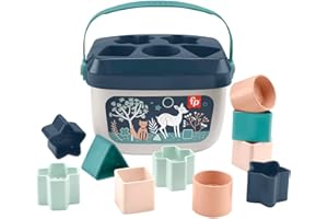 Fisher-Price Pierwsze klocki malucha (Nocny las), zestaw 10 klocków do układania i sortowania, dla niemowląt od 6 miesiąca życia, HJP20