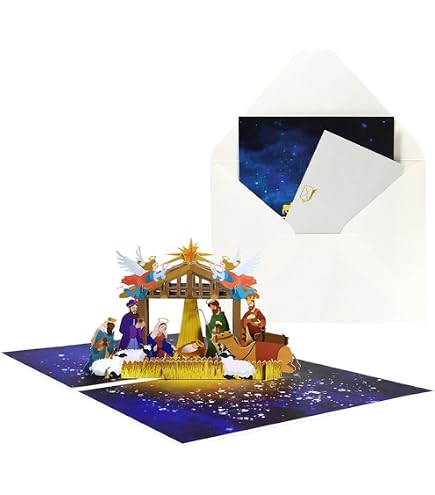 Biglietti Natale Pop Up Biglietti Di Natale Pop-up 3D Con Presepe ...