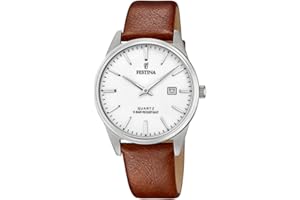 Festina Męski analogowy zegarek kwarcowy ze skórzanym paskiem F20512/2, brązowy, mittel, Classic