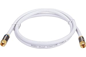 CABLES DIRECT ONLINE 1M White RG6 Coax Cable Dual Shield Outdoor/Indoor Coaxial BNC Extension Wire For Satellite Dish Cable TV Antenna