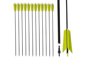 AMEYXGS 6 / 12pcs Flèches de Carbone de Tir à l'arc 400 Spine Flèches de Grippe Grippe avec 4 Vraies Plumes Naturelles pour Les Arcs Composés et Classique