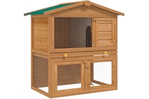 vidaXL Klatka dla królików i małych zwierząt, 3 drzwiczki, drewniana