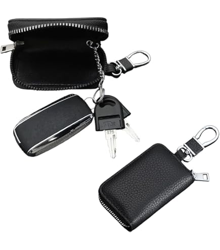 Etui Porte-Clé Cuir,iSpchen Pochette Porte Clef étui à Clés De Voiture Etuis Porte-clés Avec Anneau Anti-perte Clef Voiture Pochette Porte Clés Brun