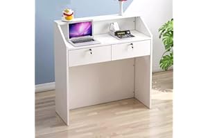 XJIE HOME Banco Reception con Cassetto Chiudibile A Chiave, Bancone Cassa, Tavolo da Banco Cassa al Dettaglio, Registratore di Cassa Multifunzionale, per Saloni di Bellezza, Minimarket, Negozi di Abbigliament