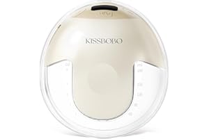 KISSBOBO Tiralatte elettrico, 4 modalità, 19 livelli, senza mani, forte potenza di aspirazione 320 mmHg, aiuta le mamme a produrre più latte (1 pezzo/beige)