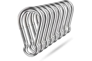 EKUNBUY Spring Snap Hooks, 304 Stainless Steel Metal Clip Heavy Duty Rope Connector Small Snap Clamp Key Chain Link Buckle for Hammock Swing Set Outdoor Travel Camping Fishing Hiking