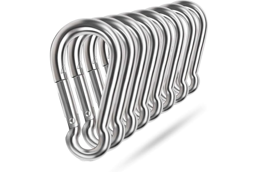 Spring Snap Hooks, 304 Stainless Steel Metal Clip Heavy Duty Rope Connector Small Snap Clamp Key Chain Link Buckle for Hammock Swing Set Outdoor Travel Camping Fishing Hiking