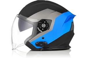 ORIGINE Casco Moto Jet Bluetooth Omologato ECE con Doppia Visiera