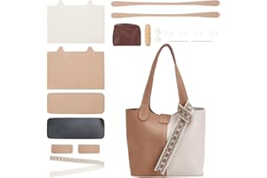 WADORN DIY Kit de Fabrication de Sacs à Main en Cuir PU, Ensemble de Fabrication de Sacs à Bandoulière Fabrication de Sacs en Cuir Faits à la Main Matériaux Accessoires, Tan