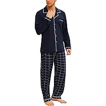Leversic Schlafanzug Herren Langarm - Baumwolle Pyjama Mit 3 Knöpfen S-4XL