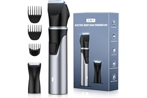 Rolgno Tagliacapelli Uomo Professionale, Rasoio Elettrico Donna [Corpo in Lega di Zinco] con Testine Sostituibili per Corpo/Gambe/Ascella, Alimentazione USB, Impermeabile IPX6, Uso Asciutto e Bagnato