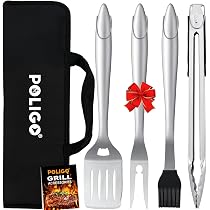 POLIGO Grillzubehör-Set 28-teilig – Mit Spatel, Zange, Abdeckung, Gewürzstreuern & Tasche