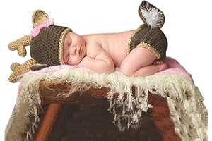 URFEDA Weihnachten Baby Neugeborene Fotokleidung, Niedlich Baby Stricken Kostüme Fotografie Requisiten, Baby Mädchen Jungen Fotoshooting Accessoires, Baby Foto Requisiten Outfits für 0-6 monate, Rot