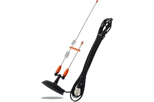 HYSHIKRA Dual Band Mobile Antenna, Magnetic Mount Whip 144/430Mhz with 4 Meters RG58U Coax Cable for Yaesu Midland Icom Motorola Kenwood Vehicle Transceiver (orange)