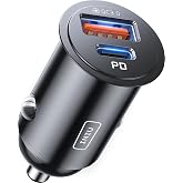 INIU 60W Car Charger, Quick Charge Car Charger, Accessories | Metal USB C Adapter 30W + USB A 30W Dual Port for iPhone 18 17