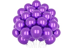 YOYOIN Globos Metálicos 12 Pulgadas - 50 Piezas Morados de Látex Brillante Cromados Gruesos Para Fiestas, Cumpleaños, Bodas, Compromisos y Baby Shower