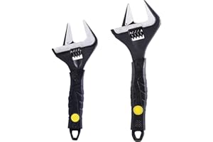 Sharp-tec Adjustable Spanner Set, Wide Jaw Opening Adjustable Wrench, Heavy-Duty Plumbing Tools for Plumbers, 6 inch/165mm and 8 inch/215mm