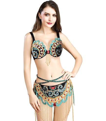 Danzatrice Del Ventre Costume Hifot Set 4 Gioielli Danza Del Ventre - Collana, Orecchini, Bracciale E Catena Per Capelli Set Gioielli Stile Bohémien - 3