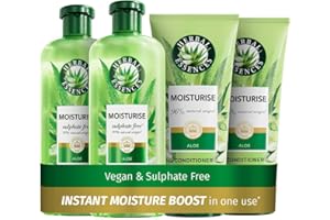 Herbal Essences Sulphate Free Shampoo and Conditioner Set For Dry Hair Including Curly and Wavy, Hydrate, Cleanse and Nourish, Sulfate Free & Vegan, VALUE PACK, 2x350ml Shampoo, 2x 250ml Conditioner