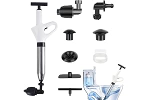 Rörrensare, tryckluft, avloppsrensare, pump med 4 gummiadaptrar och lufttrycksindikator, högtryck, rörrengöringspump, tryckluft, rörrensare för toaletter, tvättställ, golvbrunn, dusch, kök