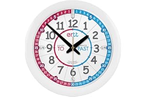 ertt EasyRead Time Teacher Kids Wall Clock - Learn The Time Children's Clocks - Teaching Clocks For Children For Classroom, Bedroom, Home-schooling - Learning Clock For Kids With Red-Blue Face (29cm)