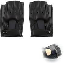QYHON Fingerlose Handschuhe Damen PU Leder, Autofahrer & Cosplay