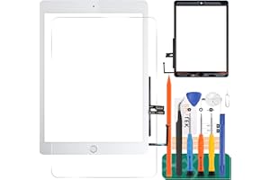 SRJTEK For IPad 9.7 2018 A1893 A1954 Touch Screen Digitizer Glass Replacement,For iPad 2018 A1893 A1954 Touch Display Panel Repair Parts Kit,with Tempered Glass+Tools+Home Button(Not include LCD) (White)