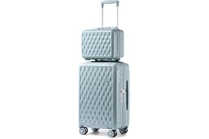 Sea choice Luggage Set 2 Piece Carry-On 20 Inch Suitcase Sets Lightweight ABS+ PC 25/55 cm Rigid with 8 Spinner Wheels TSA Lock & YKK Zipper Antique Ceramic Ice Crackle Design,Guanyao Gray