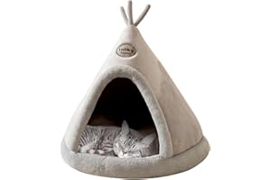 Galatée Cama Cueva para Gatos, Tipi Triangular, Casa De Vacaciones para Mascotas, Tienda De Campaña Acogedora y Cálida para Perros y Gatos (M, Gris)