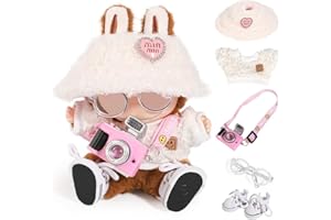 LEWOTE Ensemble de vêtements compatible avec poupée Labubu - Accessoires décoratifs pour poupée de 17 cm (set 1 camée rose)