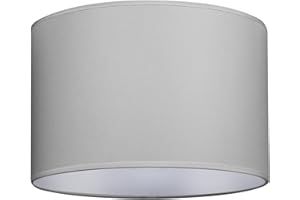 GIGGI Fabric Lamp Shades, 8" Grey Lampshades for Ceiling Lights, Table Lamps & Floor Lamps, Easy Fit Pendant Light Shade Ceiling for Living Room, Bedroom, Kitchen, Hallway, Office & Home Décor